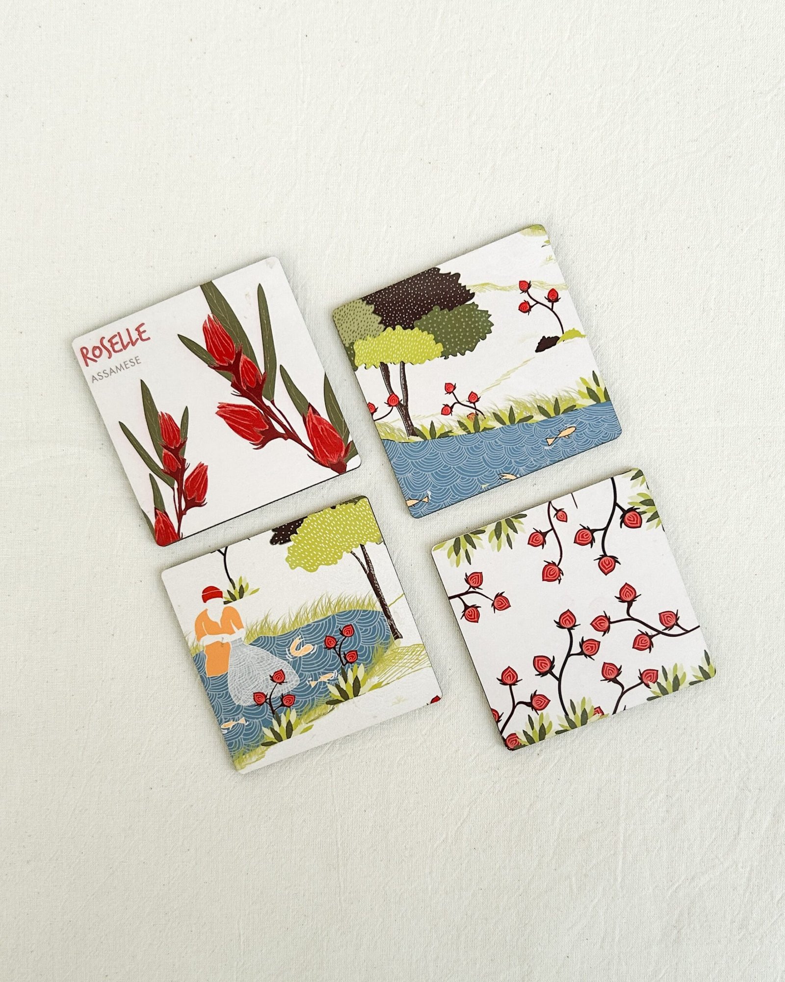 Floral Notes: Roselle Collection (Set of 4 Coasters) - Image 1