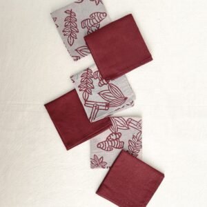 Set of 6 Cocktail Napkins – Brick Red Combo