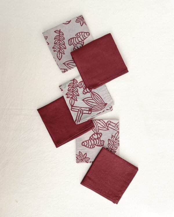 Set of 6 Cocktail Napkins – Brick Red Combo